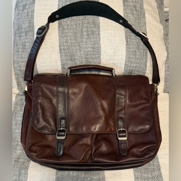Samsonite Brown Leather Shoulder Carrying Briefcase Messenger Bag Soft Vtg